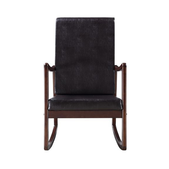 ACME 59935 Raina Rocking Chair, Dark Brown PU & Espresso Finish