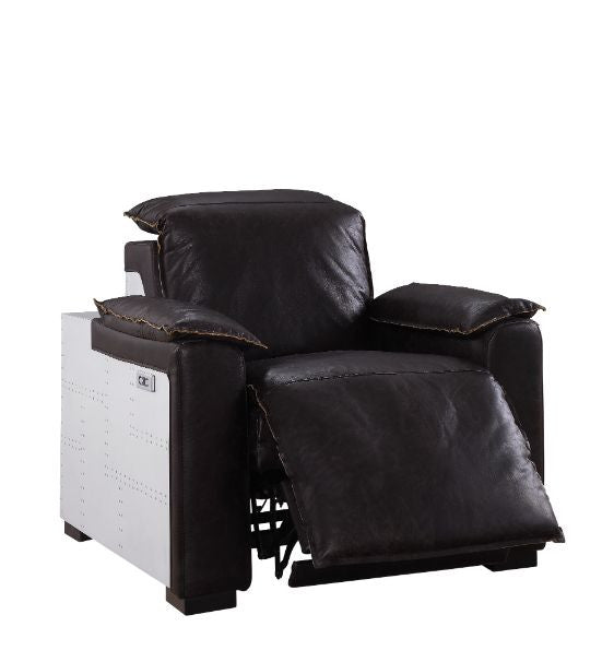 ACME 59943 Nernoss Power Motion Recliner, Dark Grain Brown Leather & Aluminum