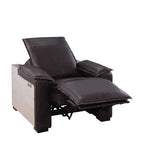 ACME 59943 Nernoss Power Motion Recliner, Dark Grain Brown Leather & Aluminum