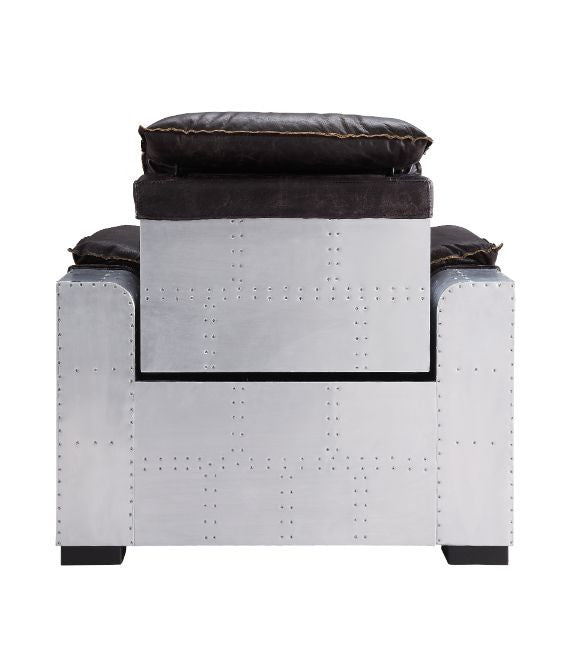 ACME 59943 Nernoss Power Motion Recliner, Dark Grain Brown Leather & Aluminum