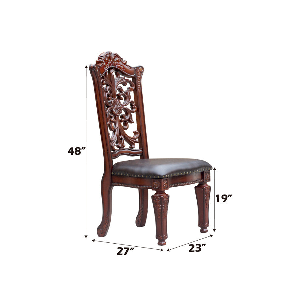 ACME 60003 Vendome Side Chair (Set-2), PU & Cherry  2