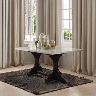 ACME 60180 Gerardo Dining Table, White Marble & Weathered Espresso