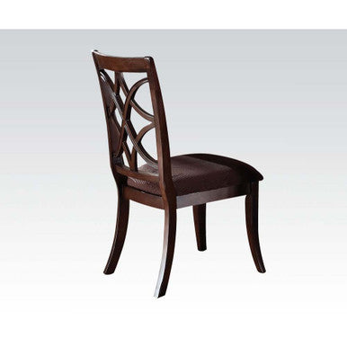 ACME 60257 Keenan Side Chair (Set-2), Dark Walnut & Brown Microfiber