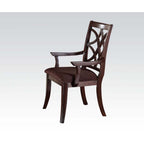 ACME 60258 Keenan Arm Chair (Set-2), Dark Walnut & Brown Microfiber