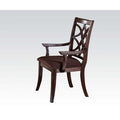 ACME 60258 Keenan Arm Chair (Set-2), Dark Walnut & Brown Microfiber