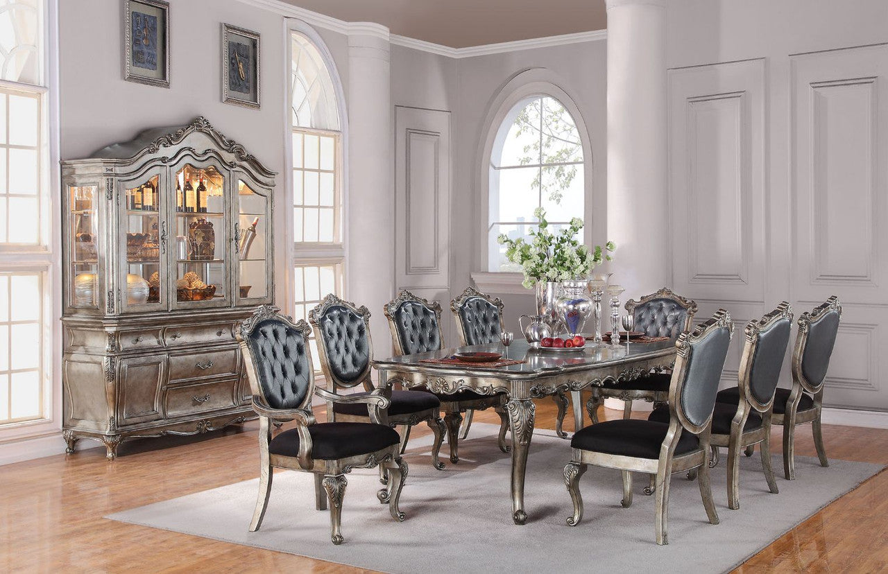 ACME 60540 Chantelle Dining Table, Antique Platinum