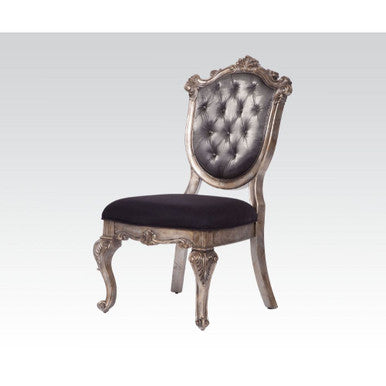 ACME 60542 Chantelle Side Chair, Silver Gray Silk-Like Fabric & Antique Platinum