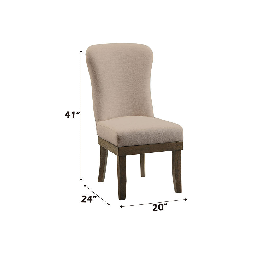 ACME 60742 Landon Side Chair (Set-2), Beige Linen & Salvage Brown