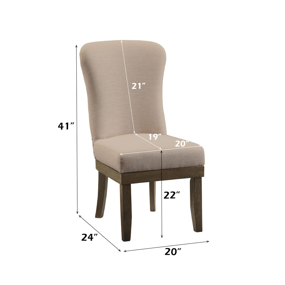 ACME 60742 Landon Side Chair (Set-2), Beige Linen & Salvage Brown