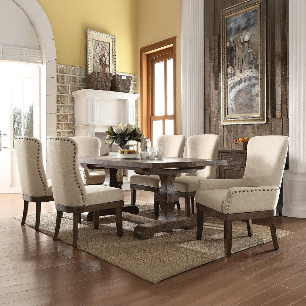 ACME 60742 Landon Side Chair (Set-2), Beige Linen & Salvage Brown