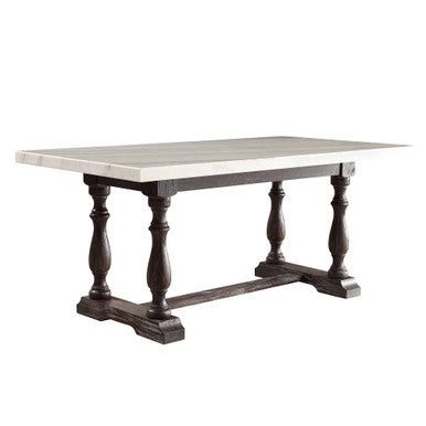 ACME 60820 Gerardo Dining Table, White Marble & Weathered Espresso