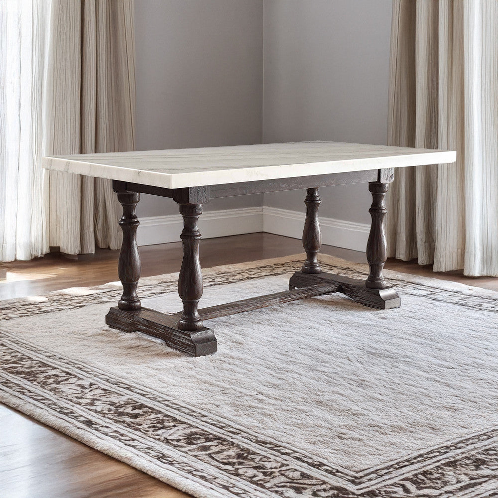 ACME 60820 Gerardo Dining Table, White Marble & Weathered Espresso