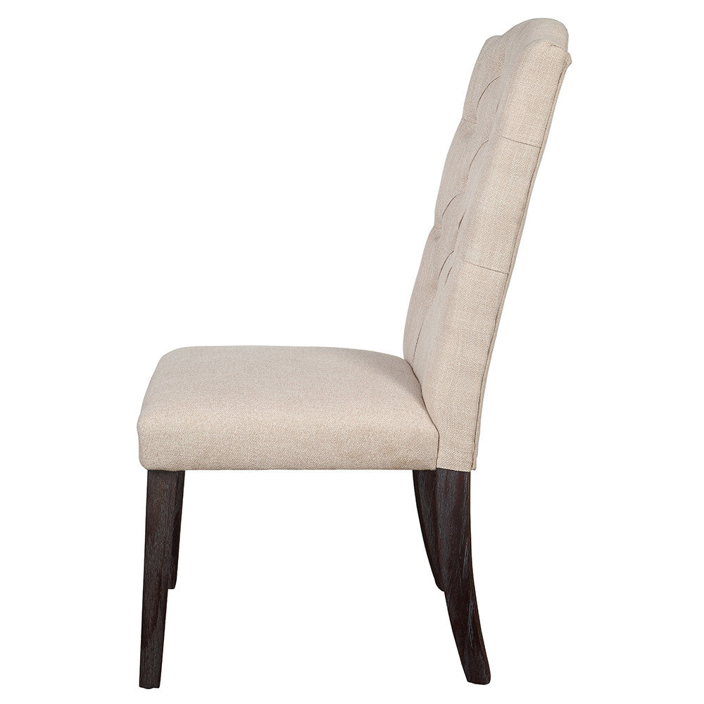 ACME 60822 Gerardo Side Chair (Set-2), Beige Linen & Weathered Espresso