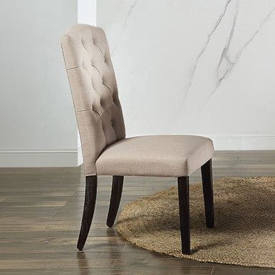 ACME 60822 Gerardo Side Chair (Set-2), Beige Linen & Weathered Espresso