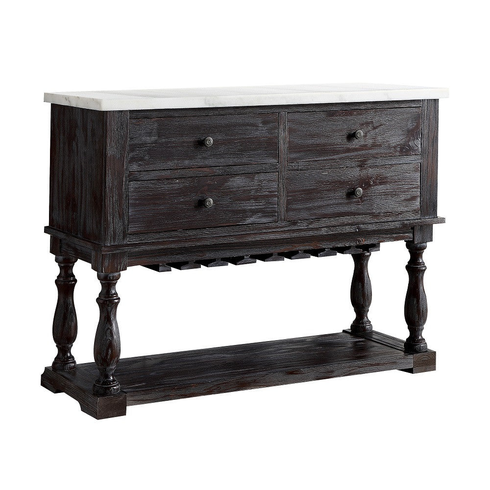 ACME 60824 Gerardo Server, White Marble & Weathered Espresso