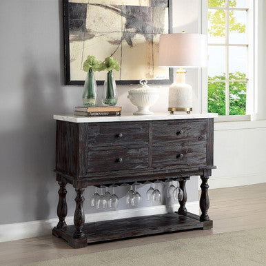 ACME 60824 Gerardo Server, White Marble & Weathered Espresso