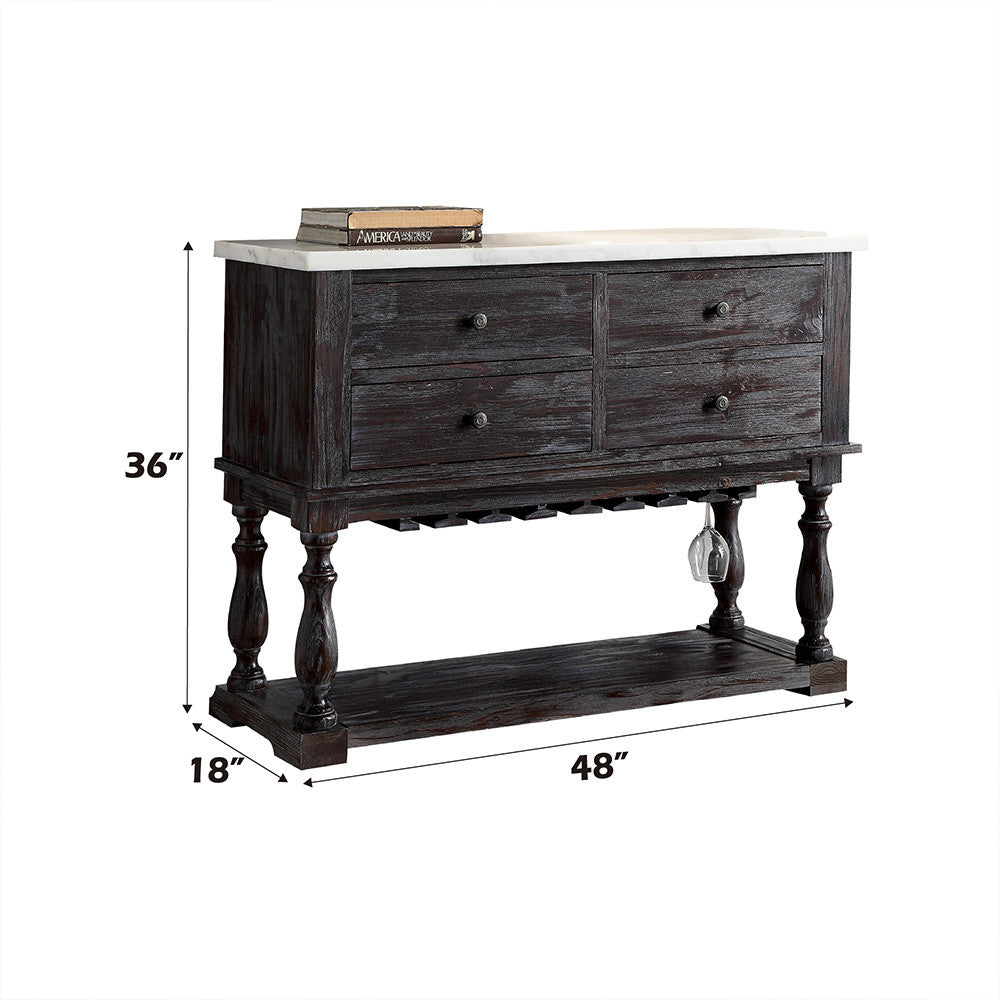 ACME 60824 Gerardo Server, White Marble & Weathered Espresso