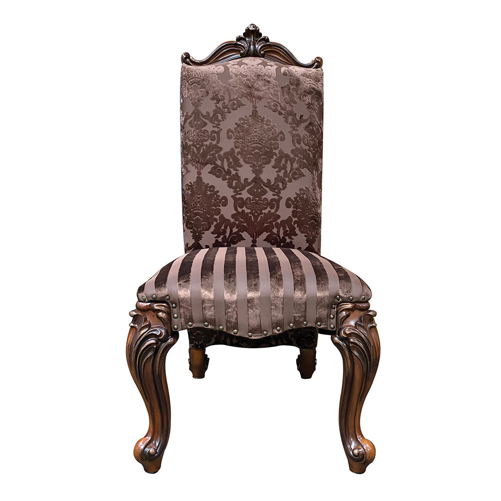 ACME 61102 Versailles Side Chair (Set-2), 2-Tone Brown PU & Fabric  2