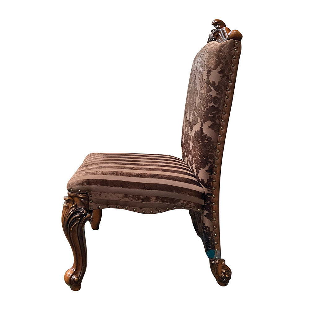 ACME 61102 Versailles Side Chair (Set-2), 2-Tone Brown PU & Fabric  3