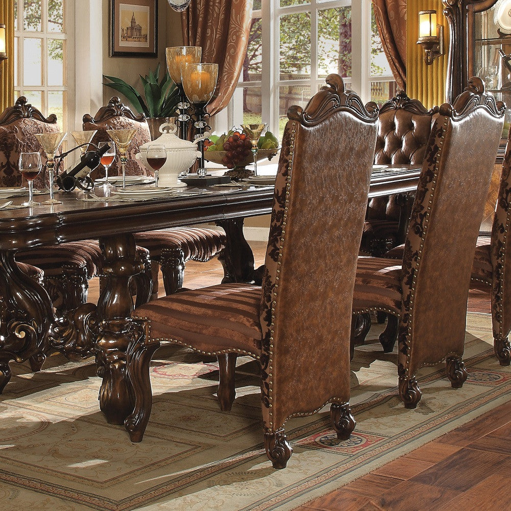 ACME 61102 Versailles Side Chair (Set-2), 2-Tone Brown PU & Fabric