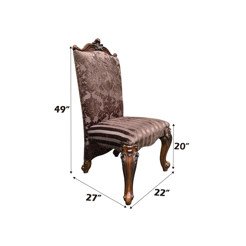 ACME 61102 Versailles Side Chair (Set-2), 2-Tone Brown PU & Fabric  7