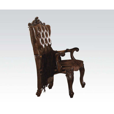 ACME 61103 Versailles Arm Chair (Set-2), 2-Tone Brown PU & Fabric