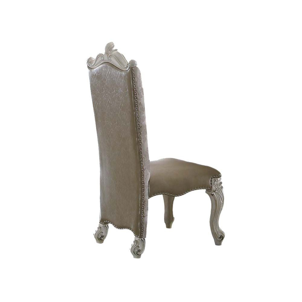 ACME 61132 Versailles Side Chair (Set-2), Vintage Gray PU/Fabric & Bone White  1