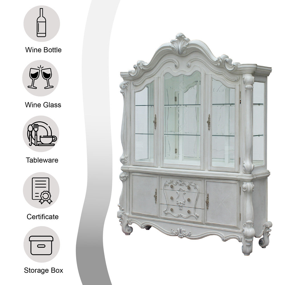 ACME 61134 Versailles Hutch & Buffet, Bone White (1Set/2Ctn)  3