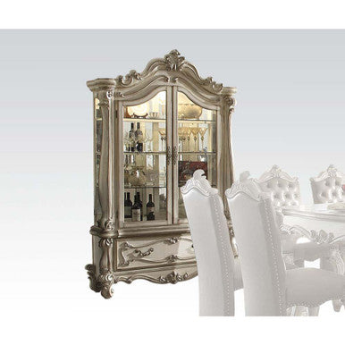 ACME 61153 Versailles Curio Cabinet, Bone White (1Set/2Ctn)