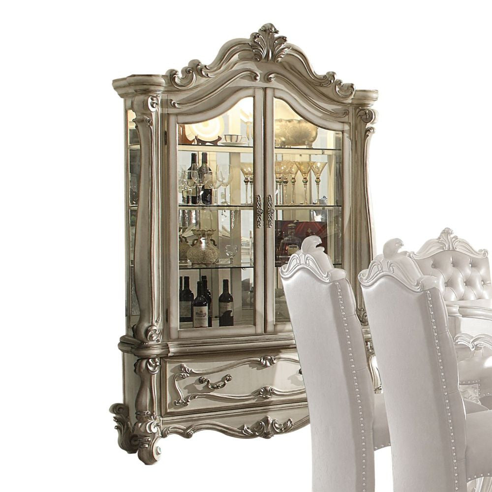 ACME 61153 Versailles Curio Cabinet, Bone White (1Set/2Ctn)  1