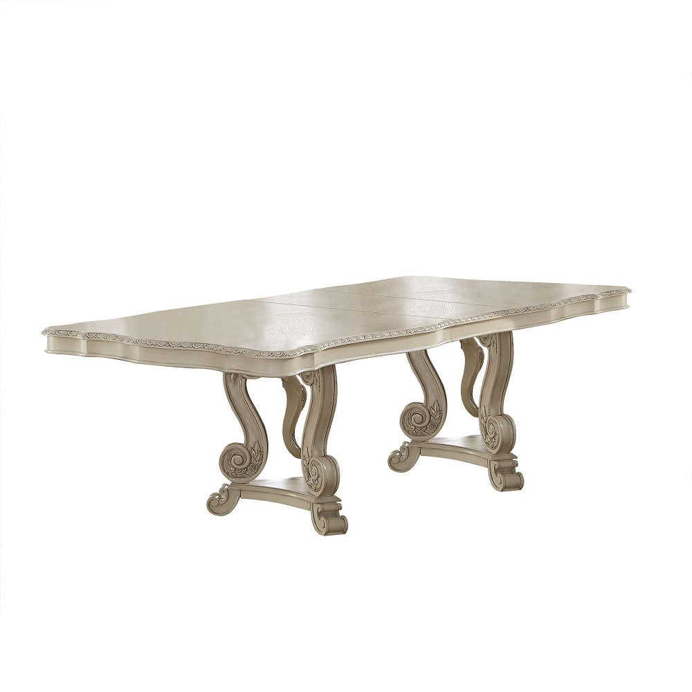 ACME 61280 Ragenardus Dining Table with Double Pedestal, Antique White (1Set/2Ctn)