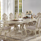 ACME 61280 Ragenardus Dining Table with Double Pedestal, Antique White (1Set/2Ctn)