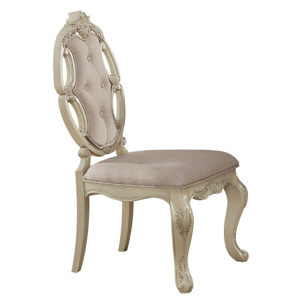 ACME 61282 Ragenardus Side Chair (Set-2), Fabric & Antique White