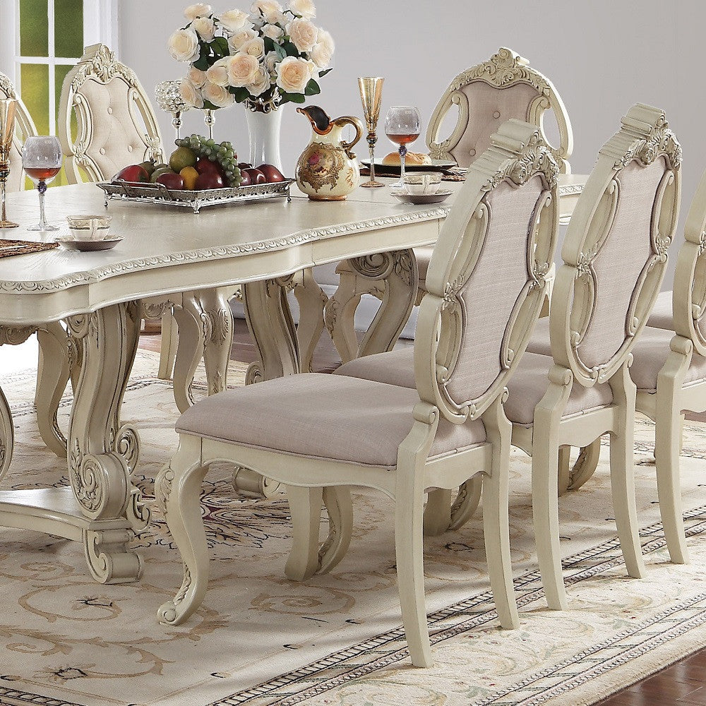 ACME 61282 Ragenardus Side Chair (Set-2), Fabric & Antique White