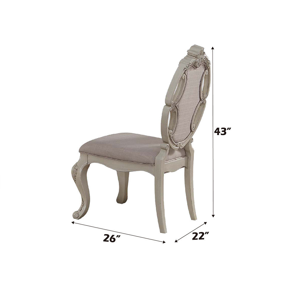 ACME 61282 Ragenardus Side Chair (Set-2), Fabric & Antique White