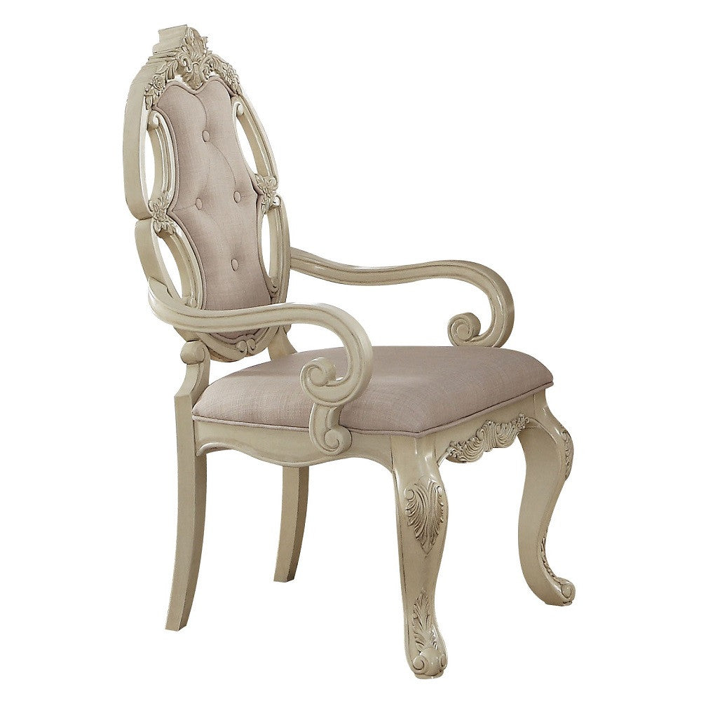ACME 61283 Ragenardus Arm Chair (Set-2), Fabric & Antique White
