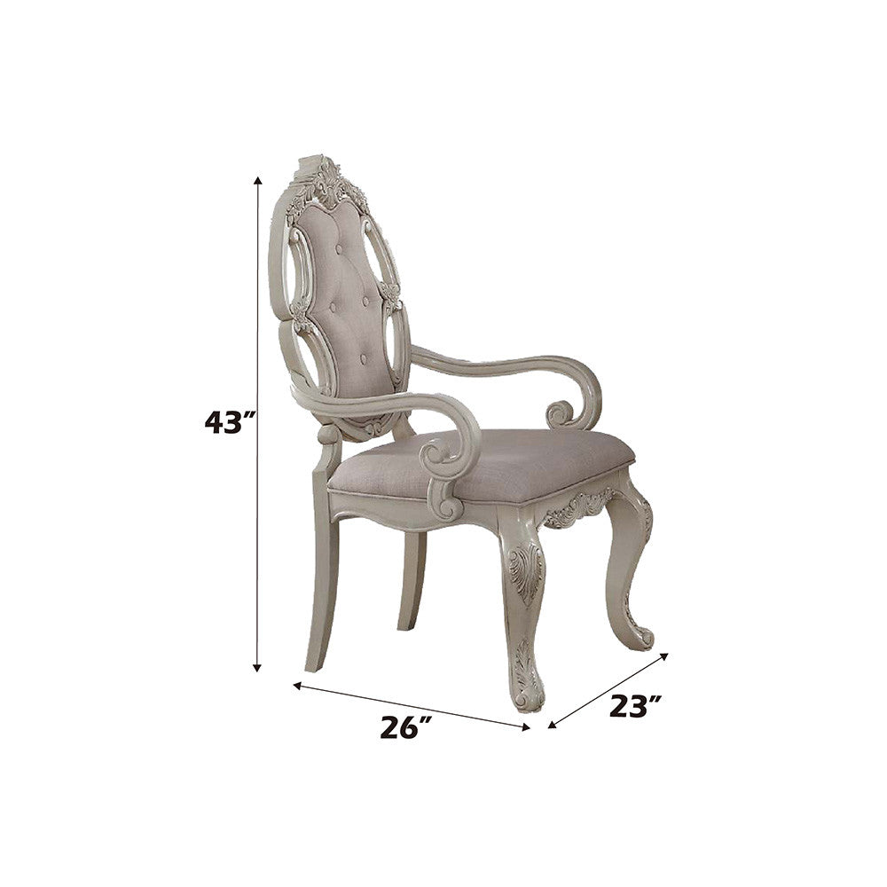 ACME 61283 Ragenardus Arm Chair (Set-2), Fabric & Antique White