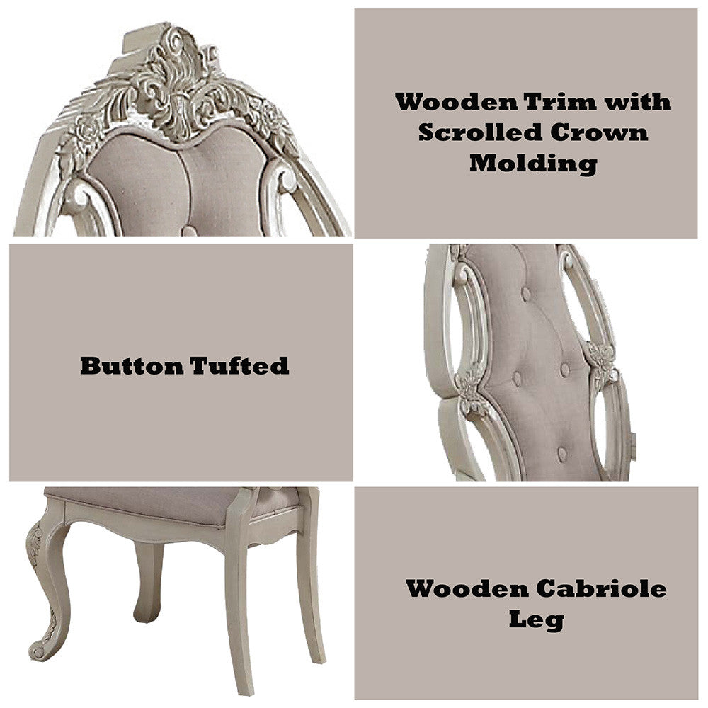 ACME 61283 Ragenardus Arm Chair (Set-2), Fabric & Antique White