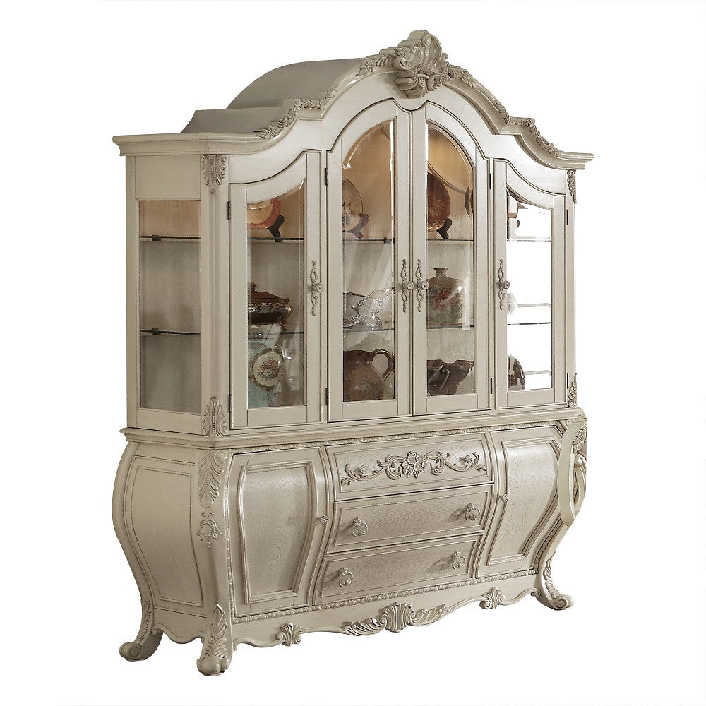 ACME 61284 Ragenardus Hutch & Buffet, Antique White (1Set/2Ctn)