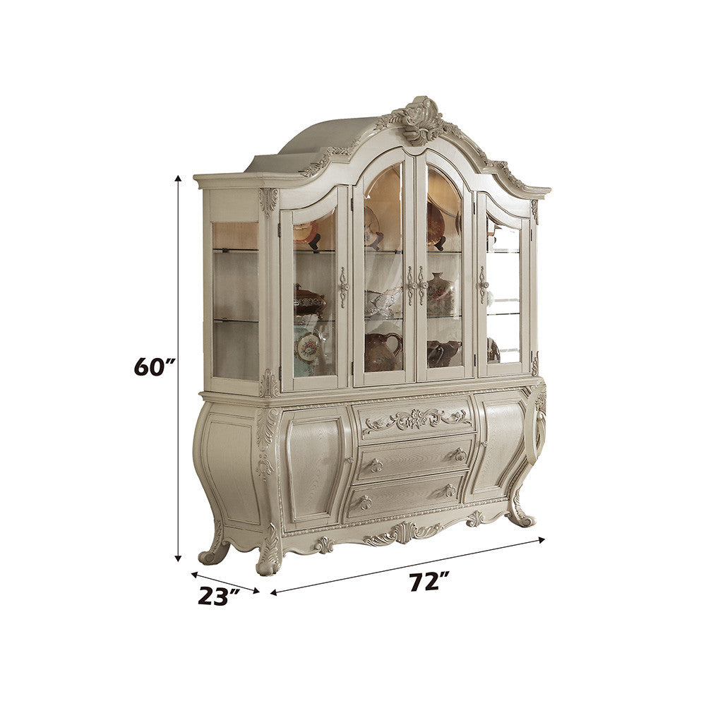 ACME 61284 Ragenardus Hutch & Buffet, Antique White (1Set/2Ctn)