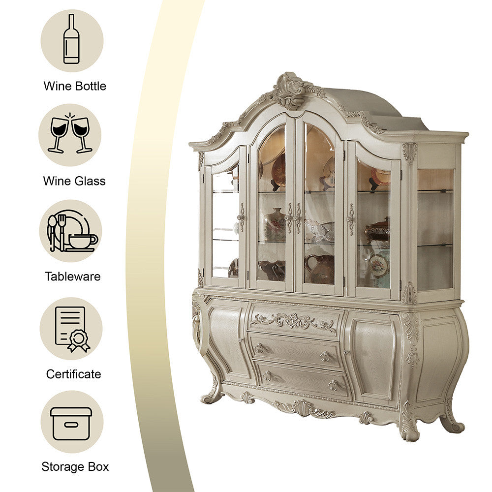 ACME 61284 Ragenardus Hutch & Buffet, Antique White (1Set/2Ctn)