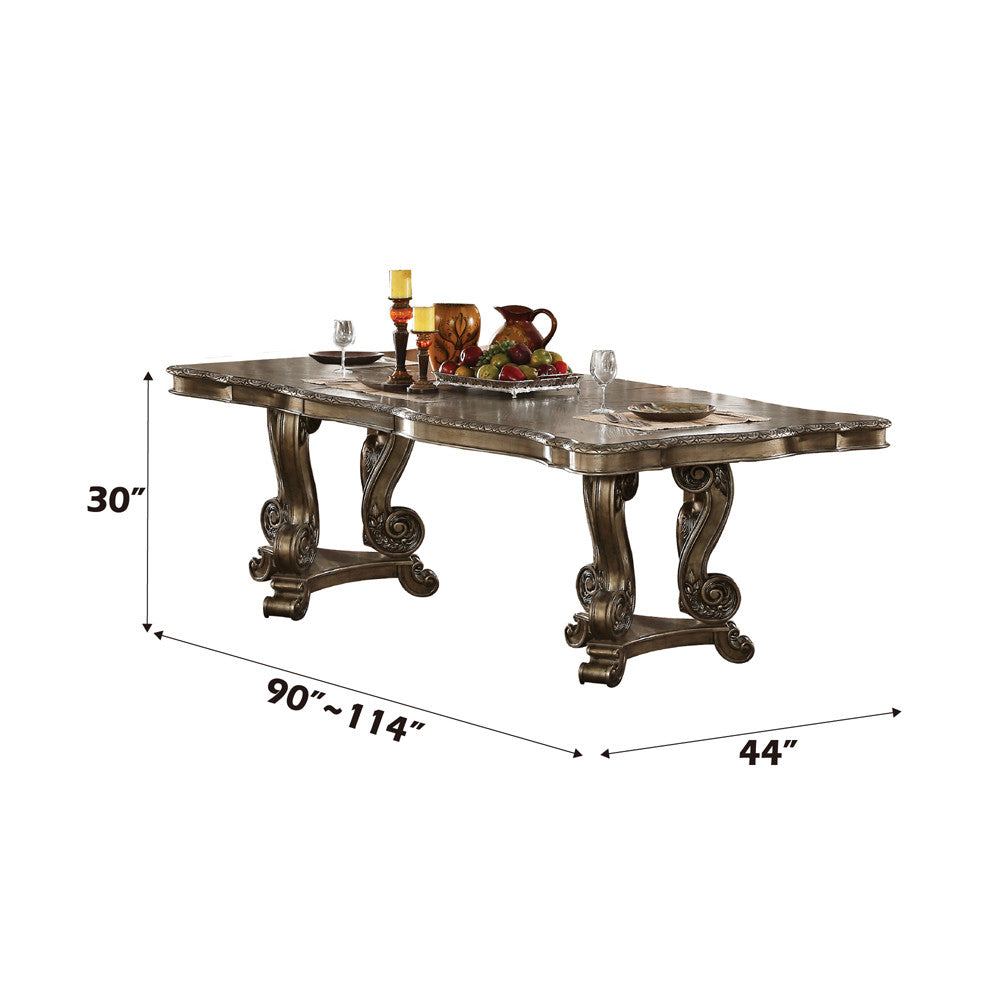 ACME 61290 Ragenardus Dining Table with Double Pedestal, Vintage Oak (1Set/2Ctn)