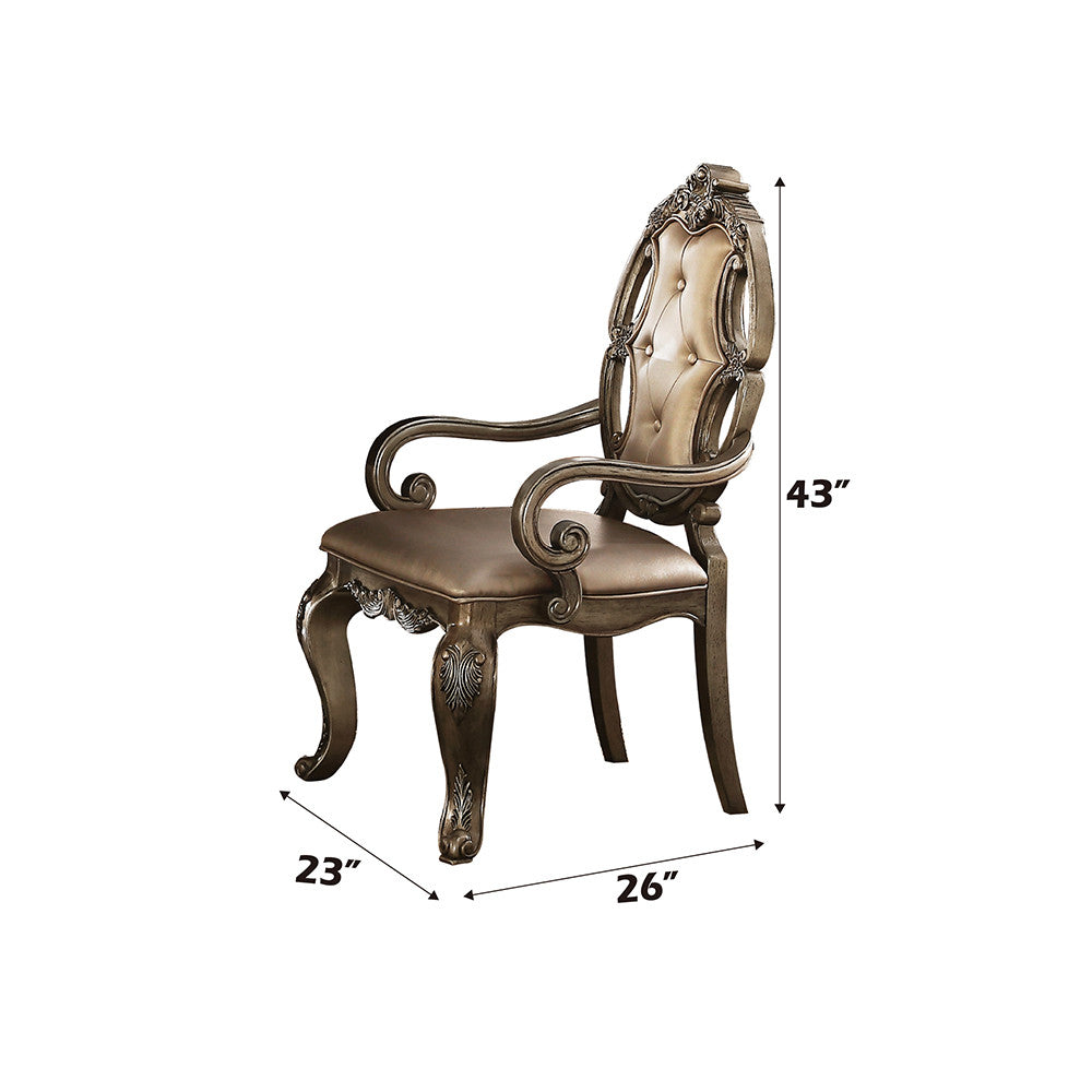 ACME 61293 Ragenardus Arm Chair (Set-2), PU & Vintage Oak