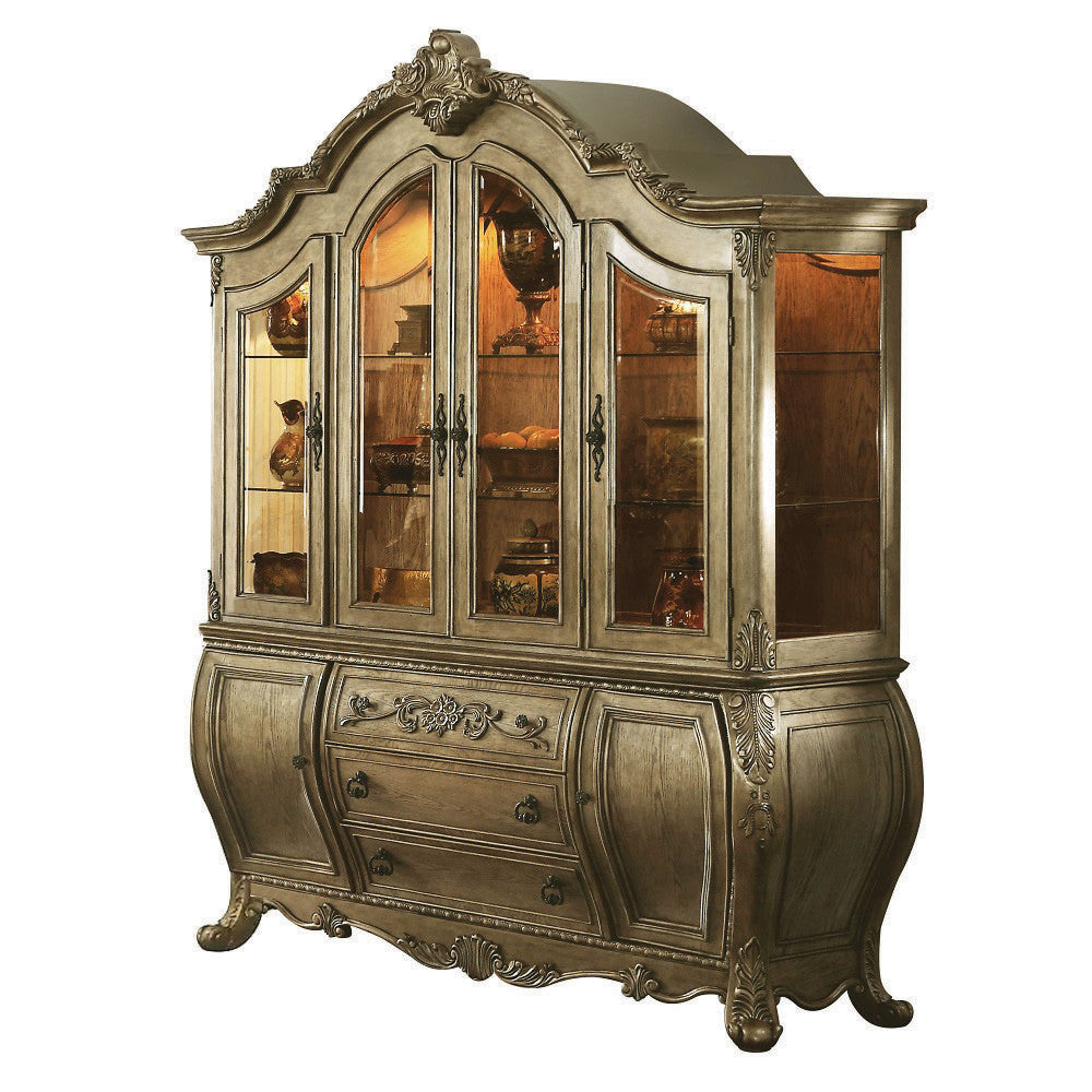 ACME 61294 Ragenardus Hutch & Buffet, Vintage Oak (1Set/2Ctn)