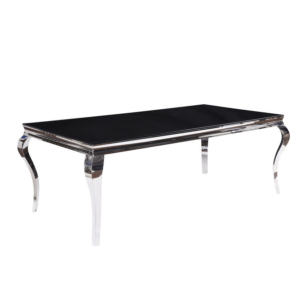 ACME 62070 Fabiola Dining Table, Stainless Steel & Black Glass (1Set/3Ctn)