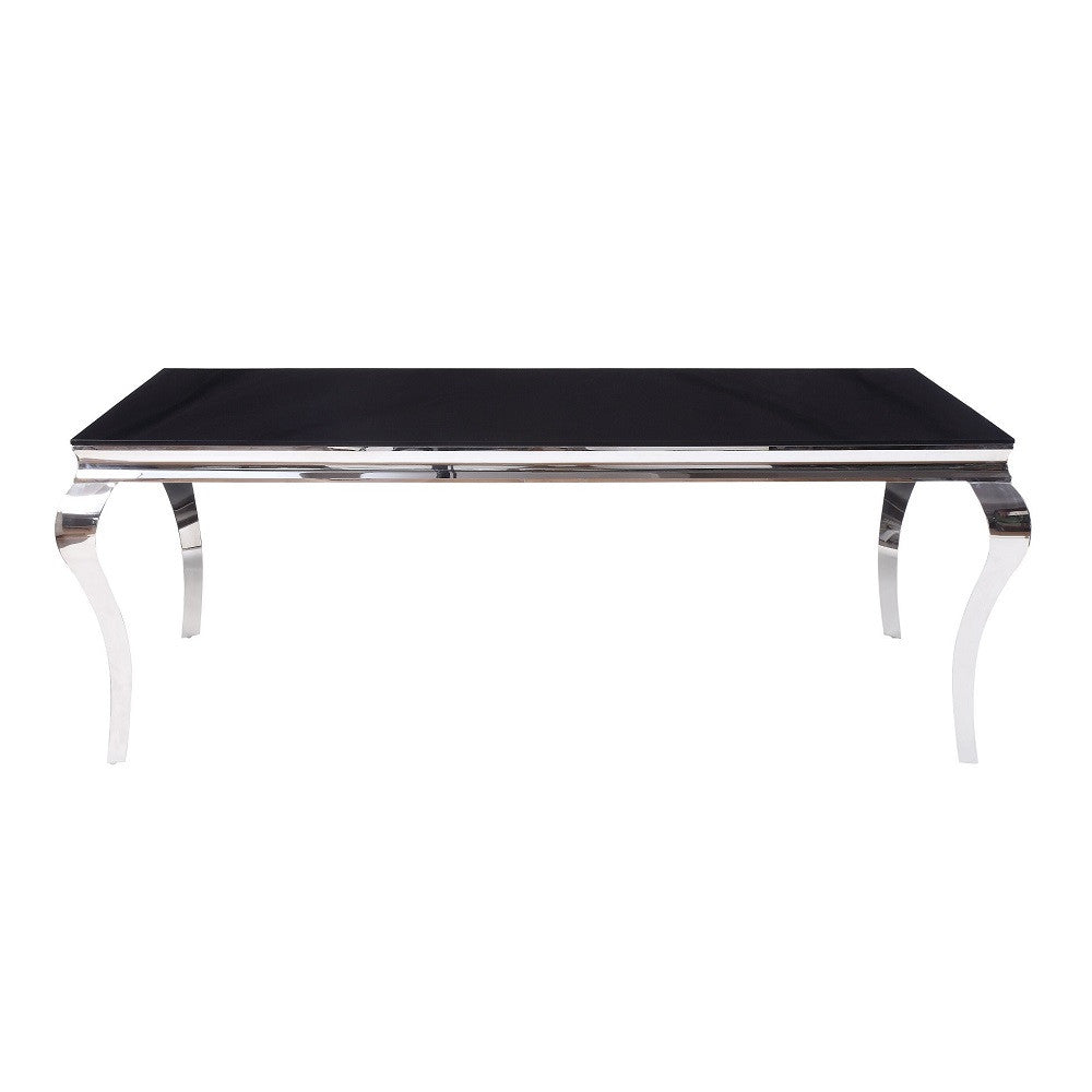 ACME 62070 Fabiola Dining Table, Stainless Steel & Black Glass (1Set/3Ctn)