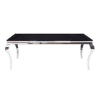 ACME 62070 Fabiola Dining Table, Stainless Steel & Black Glass (1Set/3Ctn)