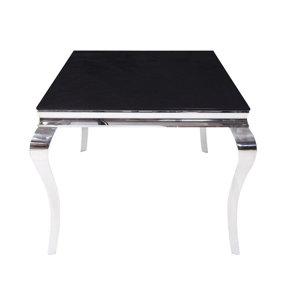 ACME 62070 Fabiola Dining Table, Stainless Steel & Black Glass (1Set/3Ctn)