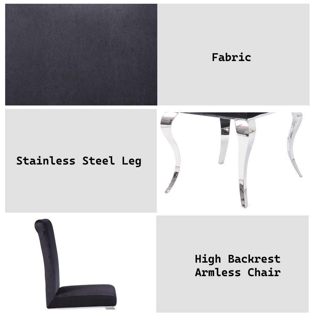 ACME 62072 Fabiola Side Chair (Set-2), Fabric & Stainless Steel