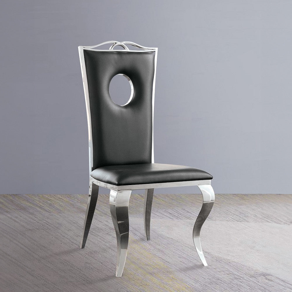 ACME 62078 Cyrene Side Chair (Set-2), PU & Stainless Steel